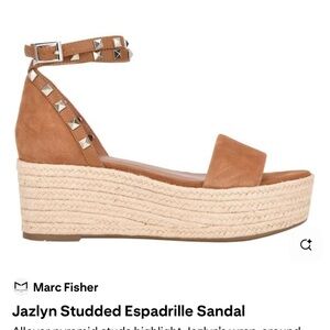 Marc Fisher Brown Studded Espadrille Sandal. Size 10. Worn once
